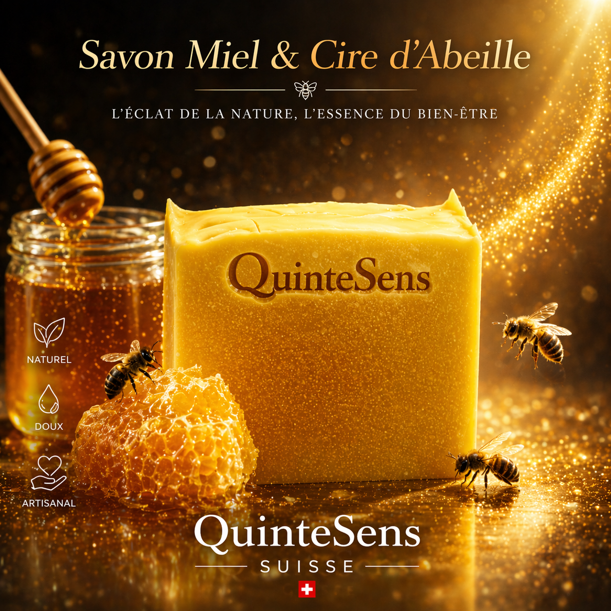 Savon Miel & Cire d'Abeille : Trésor de la Ruche Pour une Peau réparée et protégée - QuinteSens
