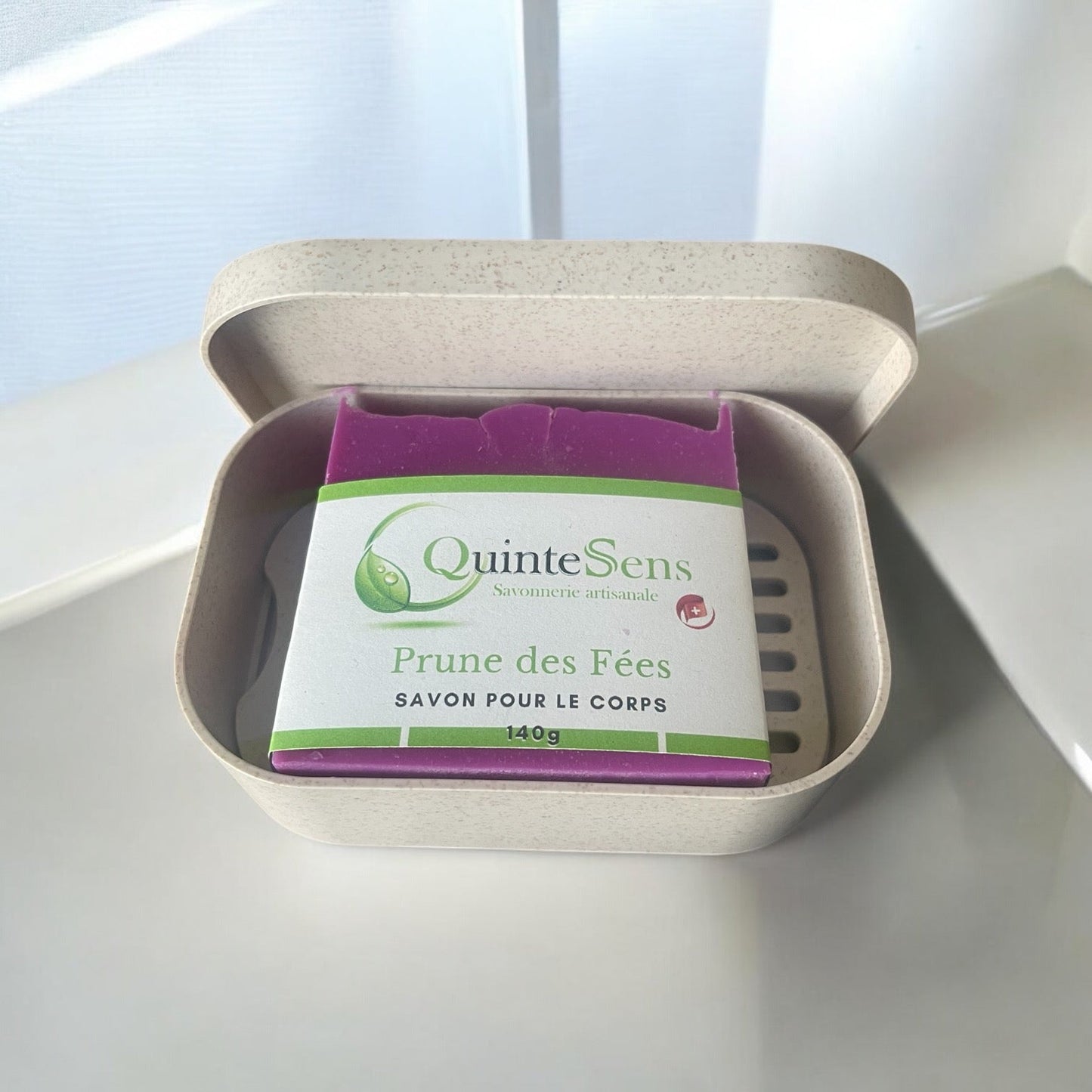 Boîte à savon en plastique beige - QuinteSens