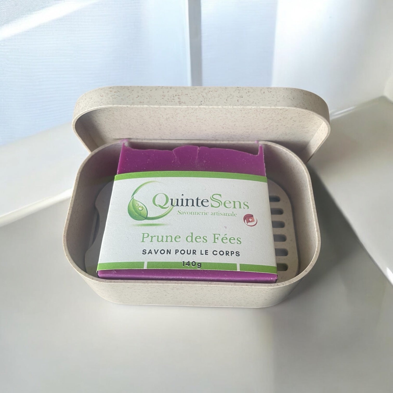 Boîte à savon en plastique beige - QuinteSens